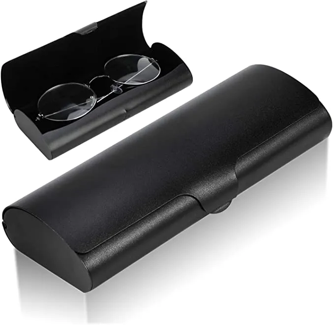 Étui à lunettes à coque dure en aluminium argenté étui à lunettes noir clair pour lunettes myopes étui à lunettes mat givré