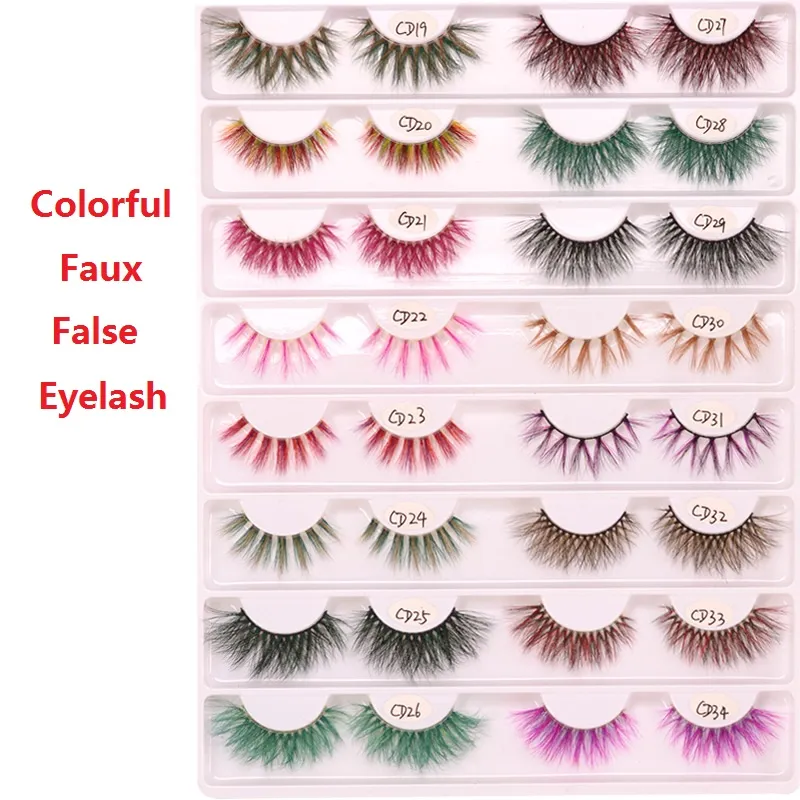 Faux-cils 3D en Faux vison colorés exagérés, Faux-cils croisés stéréoscopiques pour boîte de nuit, fête, filles