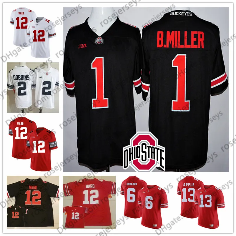 オハイオ州立バッキーズ＃1 Braxton Miller 5 12 Denzel Ward 4 Curtis Samuel 6 Sam Hubbard 13 Elip Apple White Red Black Jersey