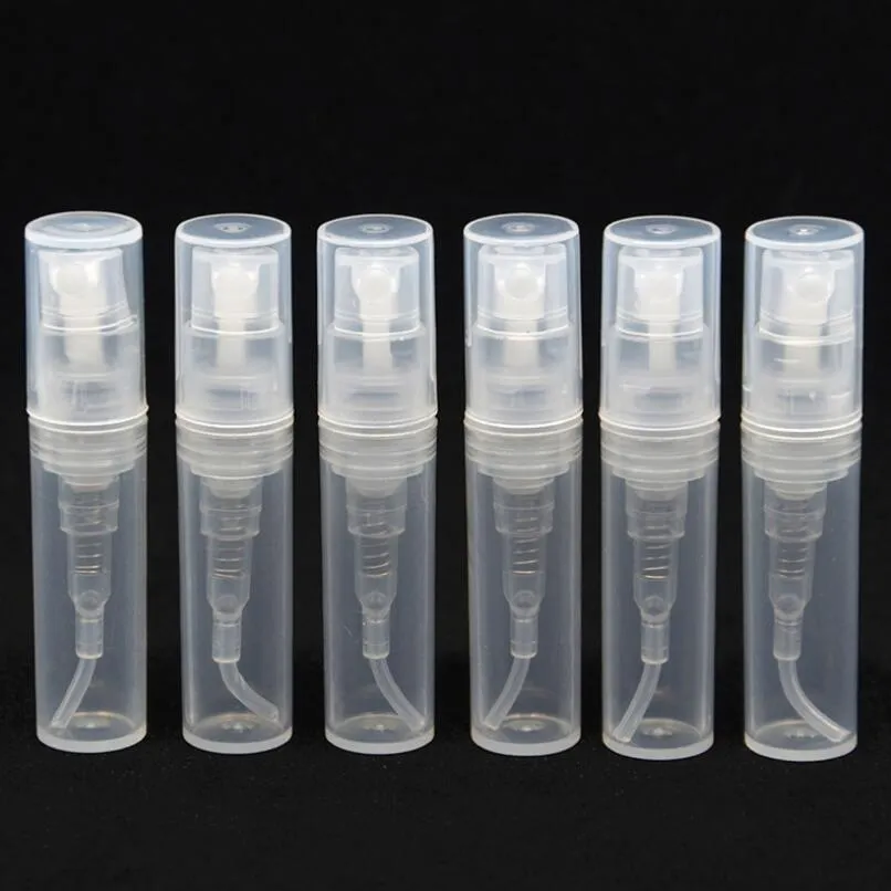 Bottiglia vuota di profumo spray in plastica 2ML 2G Contenitore cosmetico campione riutilizzabile Mini piccolo atomizzatore rotondo per lozione Pelle più morbida LX5758