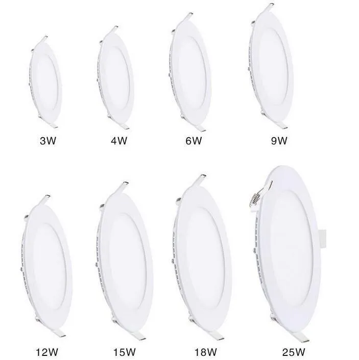 Plafonnier LED Ultra mince à intensité variable 3W/4W/ 6W / 9W / 12W /15W/ 18W Downlight encastré à grille / Panneau lumineux rond / carré mince