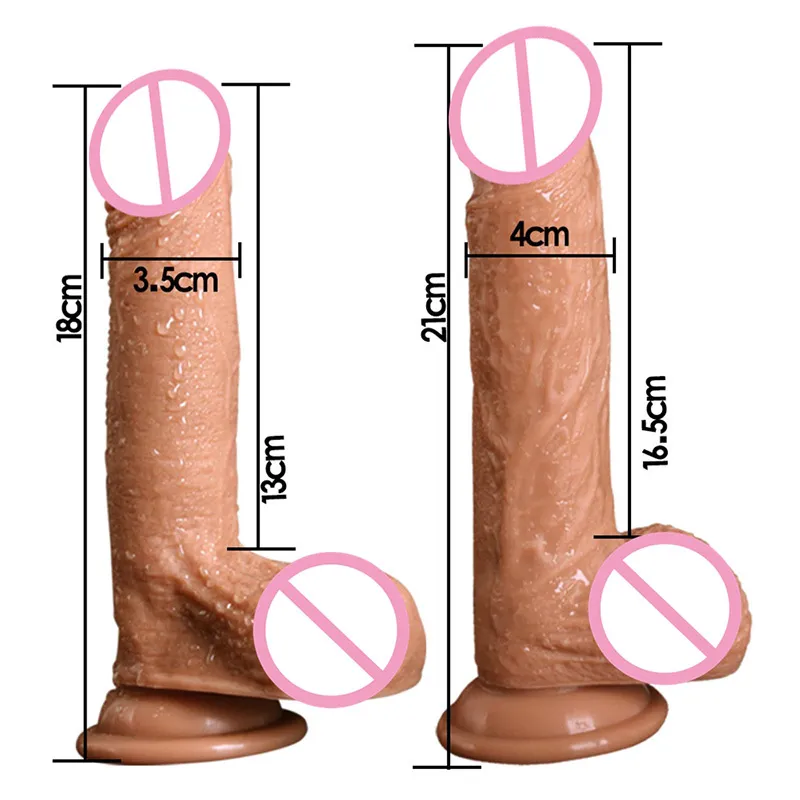 Kadınlar Mastürbasyon Lesbain Seks Oyuncak MX200422 için Emme Kupası ile 7/8 İnç Büyük Gerçekçi Dildo Silikon Penis Dong