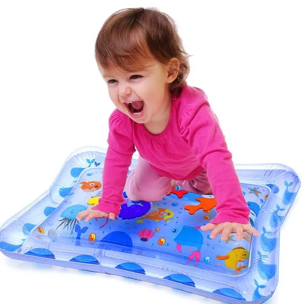 Cute Whale Animal Number Inflatable Tummy Time Water Mat Infants Baby Pad Toy encourages babys natural curiosity develop skills