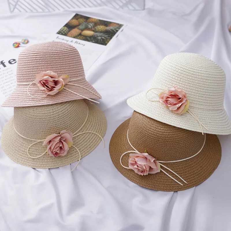 Summer Flower Sun Hat For Women: Elegant Bucket Hat With Straw