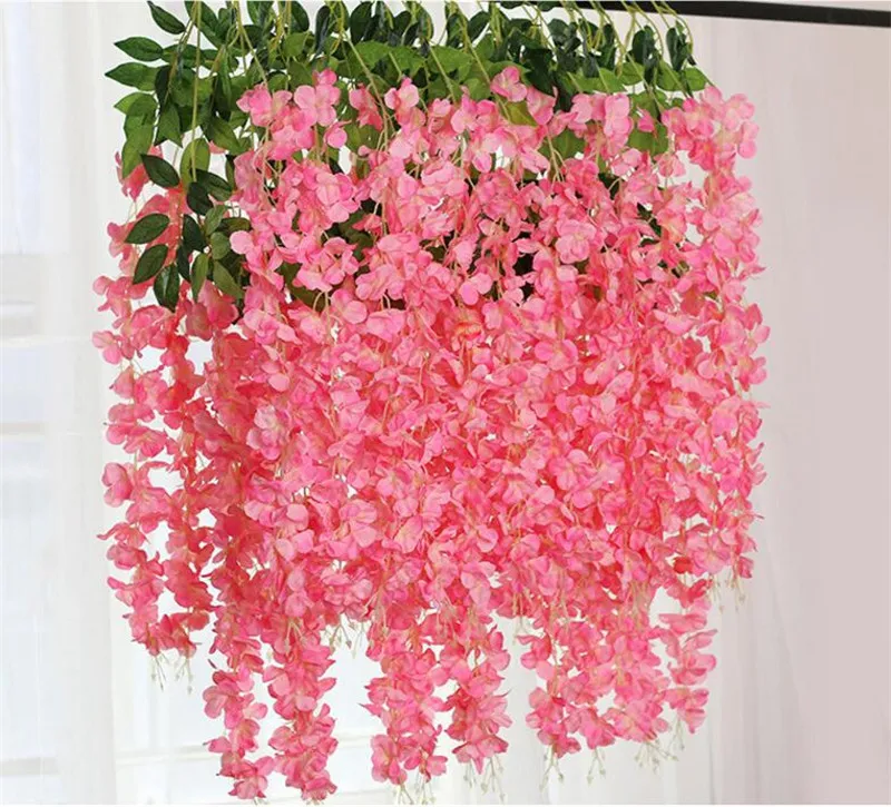 110cm dense wisteria flower artificial silk flower vine elegant wisteria vine rattan for wedding garden home parties decoration