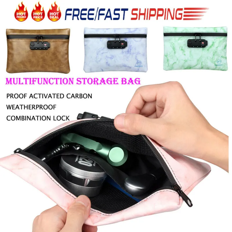 Makeup bag with lock top