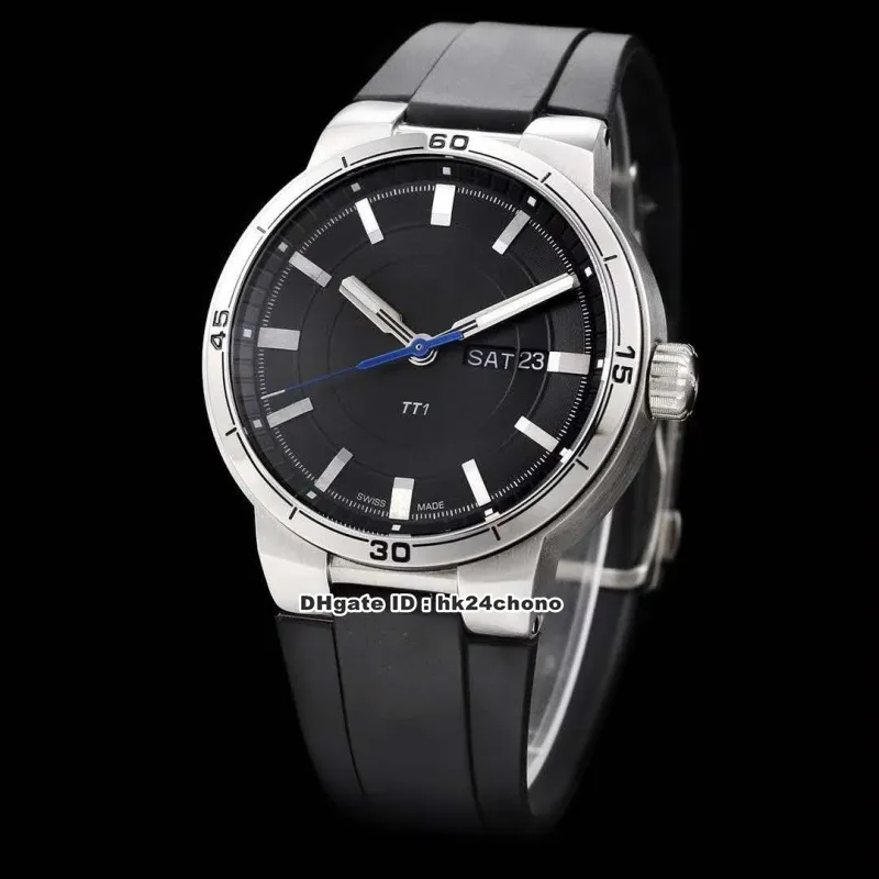 XZ 42mm TT1 Day Date ORIS735 Automatic Movement Mens Watch 01 735 7752 4154 07 4 24 06FC Black Dial Rubber Strap Gents Watche302t