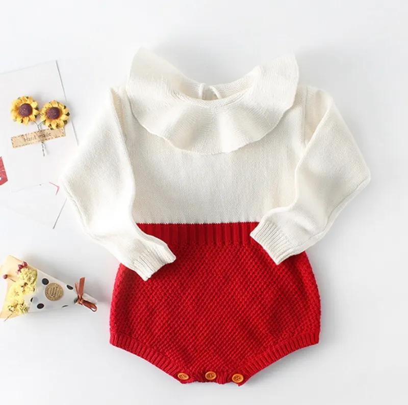 赤ちゃんの女の子の服ニット幼児の女の子ジャンプスーツ長袖幼児クライミング服ブティックベビー服3 Indデザイン3pcs DHW4161