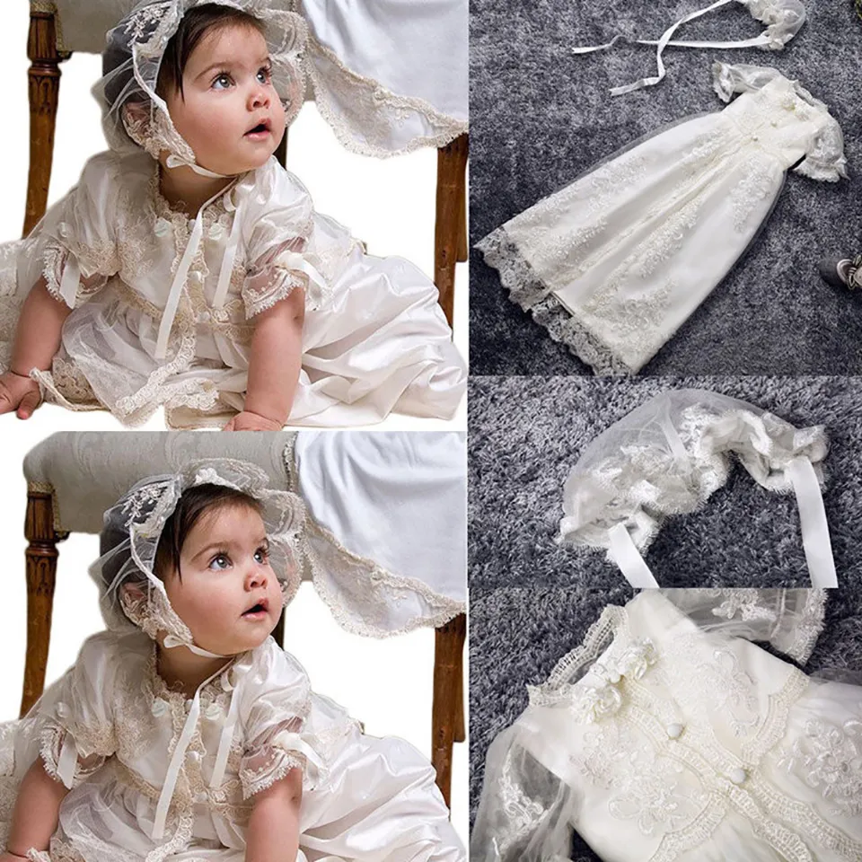 生まれたばかりの赤ちゃんの女の子バプテスマクリスマスレースのアップリケドレスレース1年の誕生日のドレス幼児プリンセス洗礼ドレス