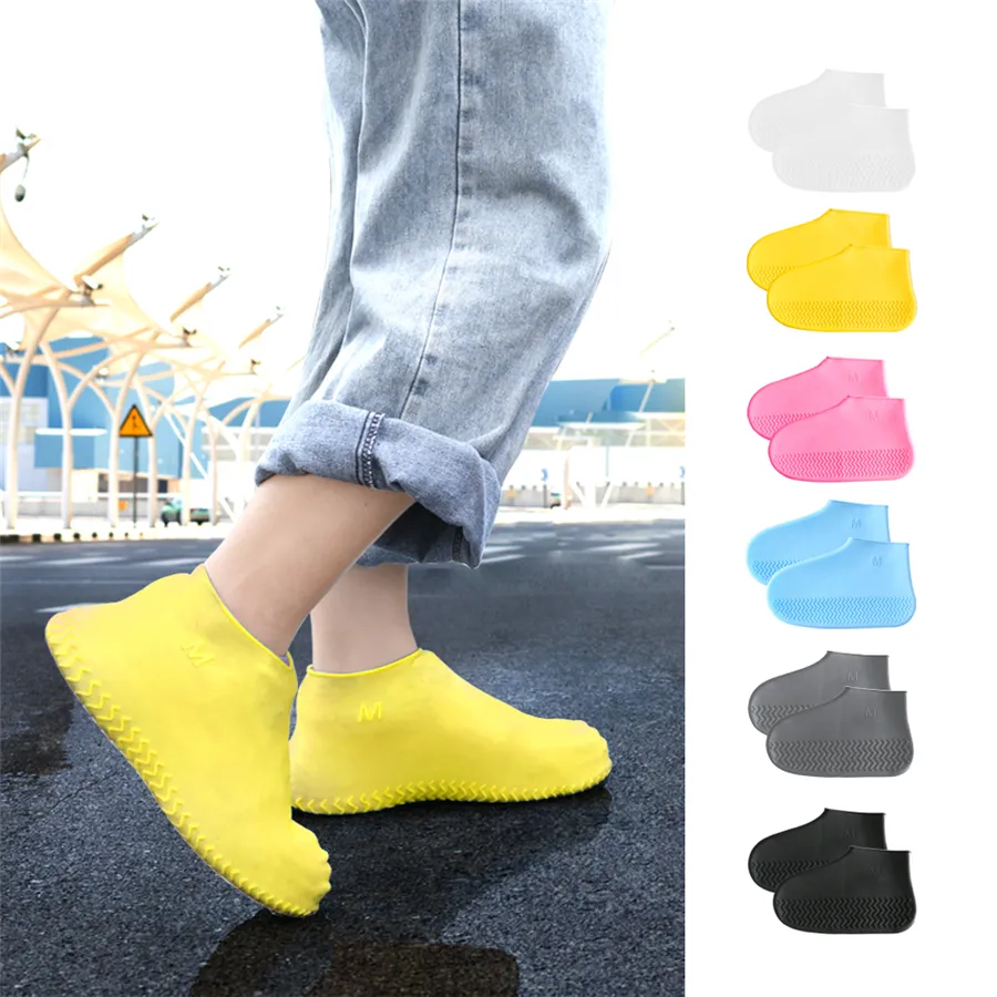 Waterproof Shoe Cover Silicone Shoes Protectors Rain Boots Overshoe Foldable Galoshes for Outdoor Rainy Days XBJK2001