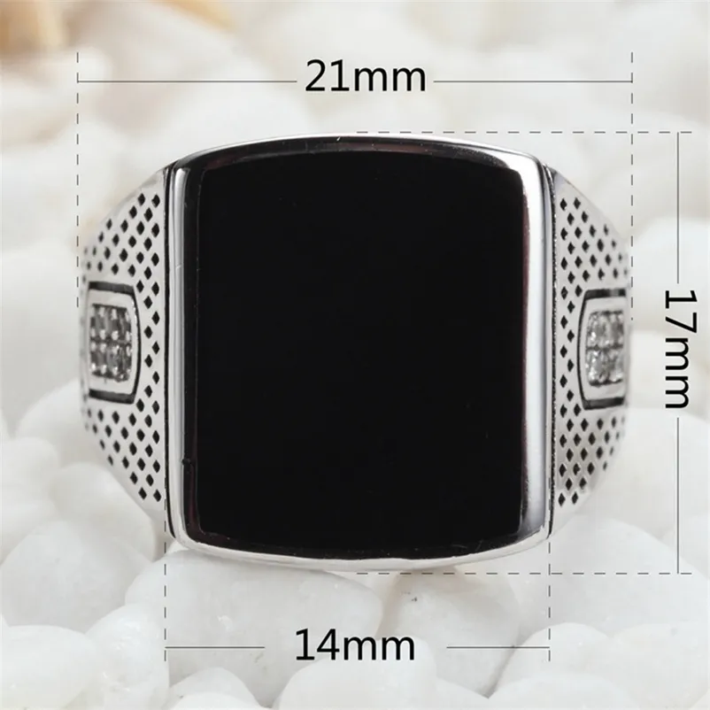 SHUNXUNZE modelos de explosión grandes 925 joyería de plata esterlina hombres anillos masculinos esmalte negro venta gota S-3783 tamaño 7 8 9 10293h