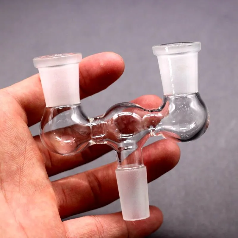 3 Joint sur un adaptateur déroulant Pour Bong Hookahs Un à deux adaptateurs déroulants en verre double bol 14mm 18mm mâle femelle Bongs Fumer la meilleure qualité