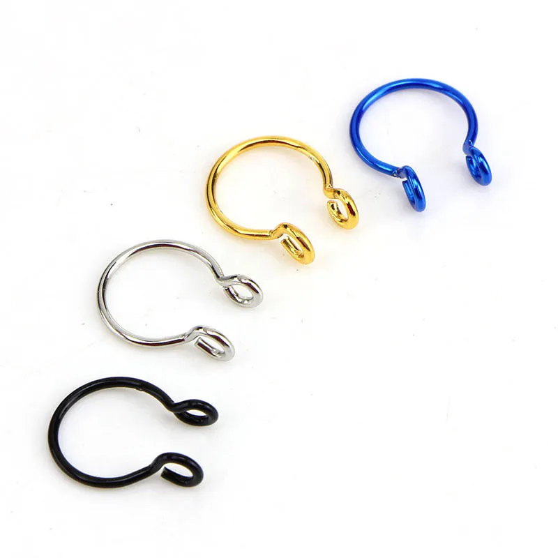 Stainless Steel Nose Piercing U Shaped Fake Nose Ring Hoop Septum Tragus Piercing Nipple Piercing Jewelry