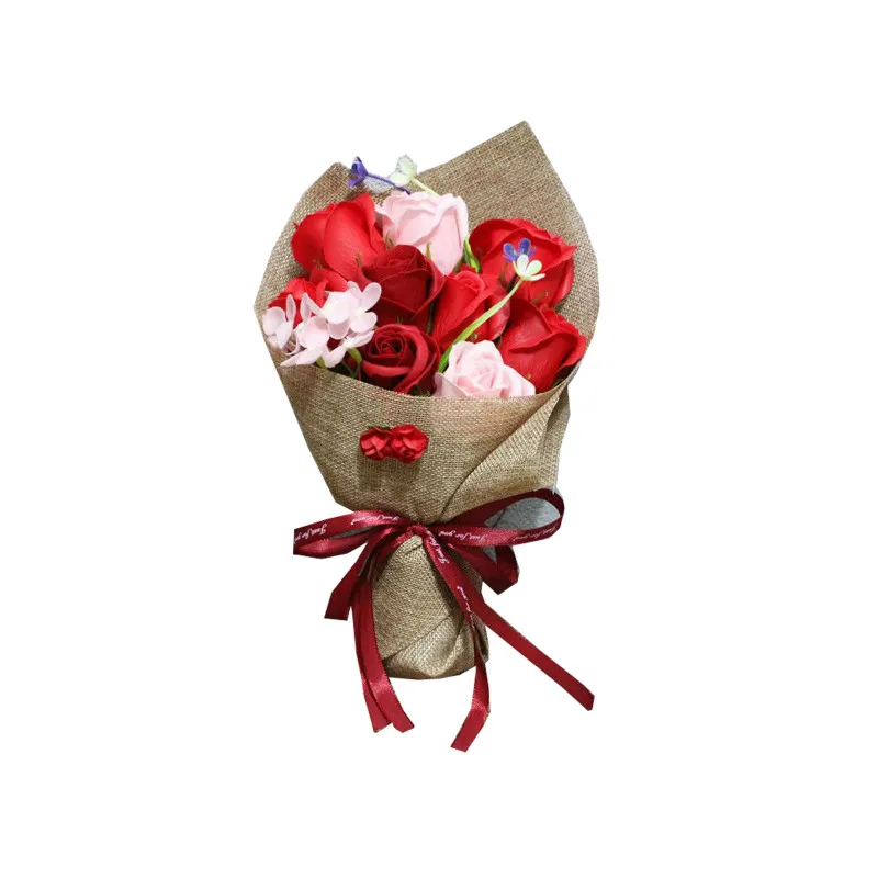 Creative fait à la main tournesol Rose oeillet savon fleur artificielle Bouquet décoration de mariage 30*20*10cm fournitures de fête