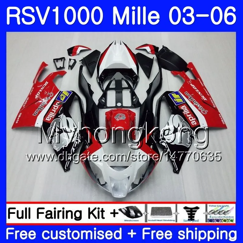 바디 for aprilia rsv 1000r 1000 rv60 mille rsv1000 r rr 03 04 05 06 316hm.9 RSV1000rr rsv1000r 새로운 Red Silvery 2003 2004 2005 2006 페어링