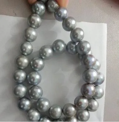 HUGE 18 INCH 11-12MM SOUTH SEA GENUINE GRAY PEARL NECKLACE 14K