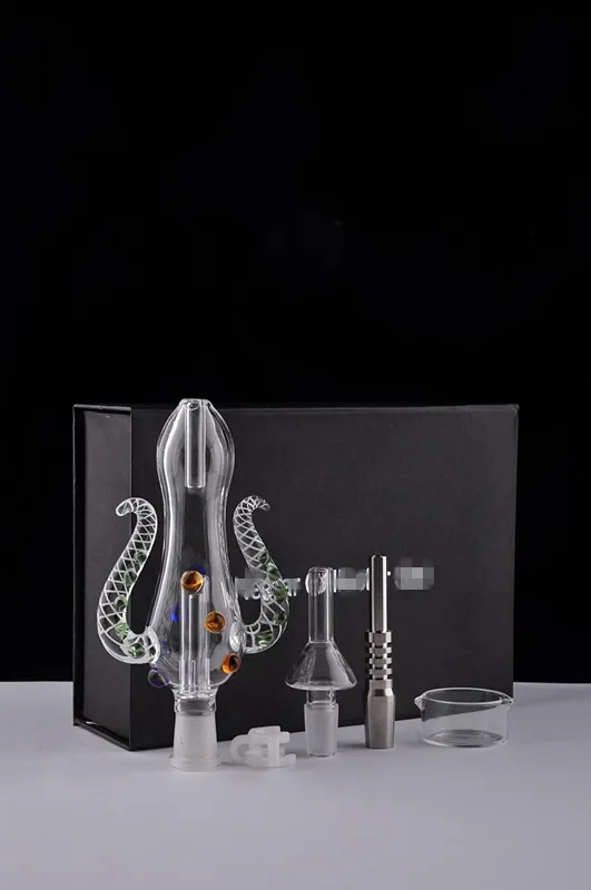 Versione 5.0 Set Bong Pipa ad acqua Octopus Design Mini Kit da 14 mm con chiodo in titanio Tubi ad acqua in vetro da 14 mm