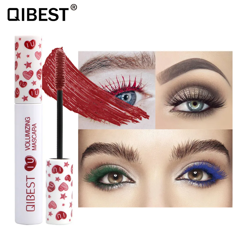 Gekleurde mascara rode kastanjebruine oogmake-up cosplay mascaras qibest volume curling verlening eyelash ogen make-up