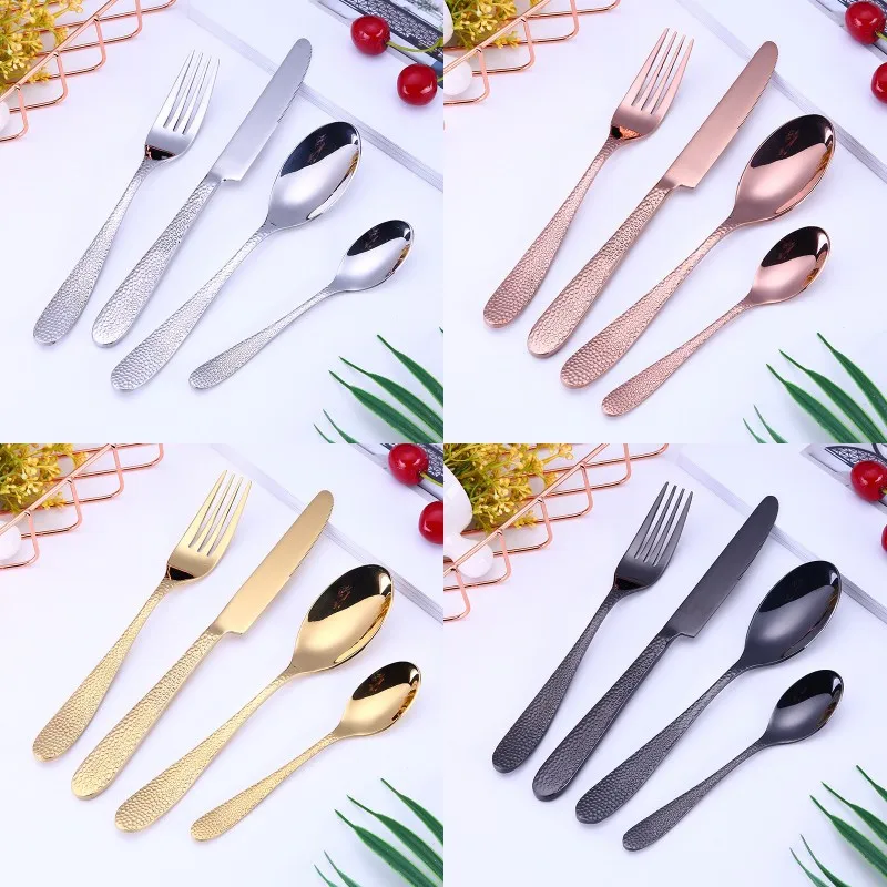 Gold Cutlery Flatware Set Spoon Fork Knife Teaspoon Stainless Dinnerware Set Cutlery Tableware Set Tableware Cutlery Kitchen Accessories