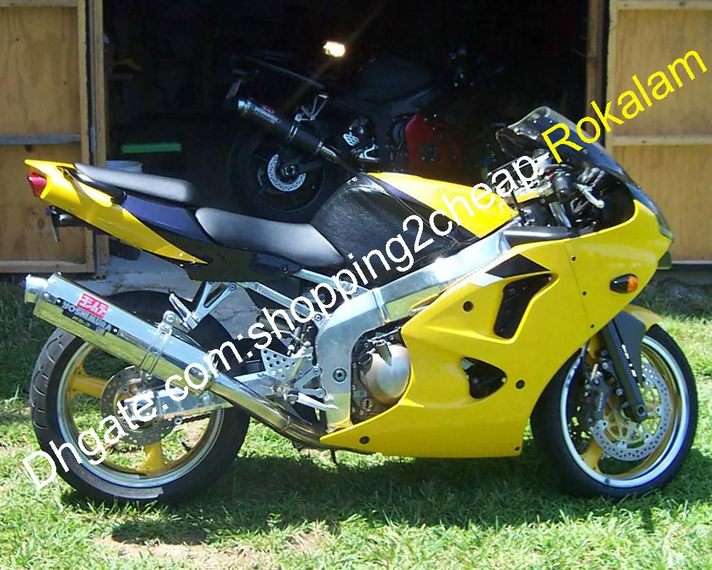 Kawasaki Ninja ZX6R ZX 6R ZX-6R 2000 2002 2002自由カスタマイズされた黄色いフェアリングキット00 01 02（射出成形）