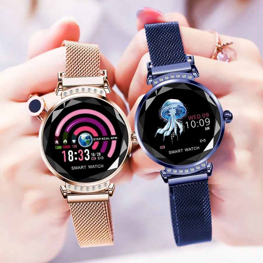 H2 novo luxo inteligente pulseira de fitness feminina pressão arterial monitoramento da frequência cardíaca pulseira senhora relógio presente para amigo + caixa