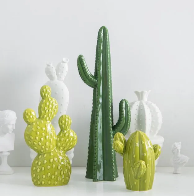 Cactus Statue Simulation Plant Modern Art Ceramic Art&Craft Living Room Decor L2955