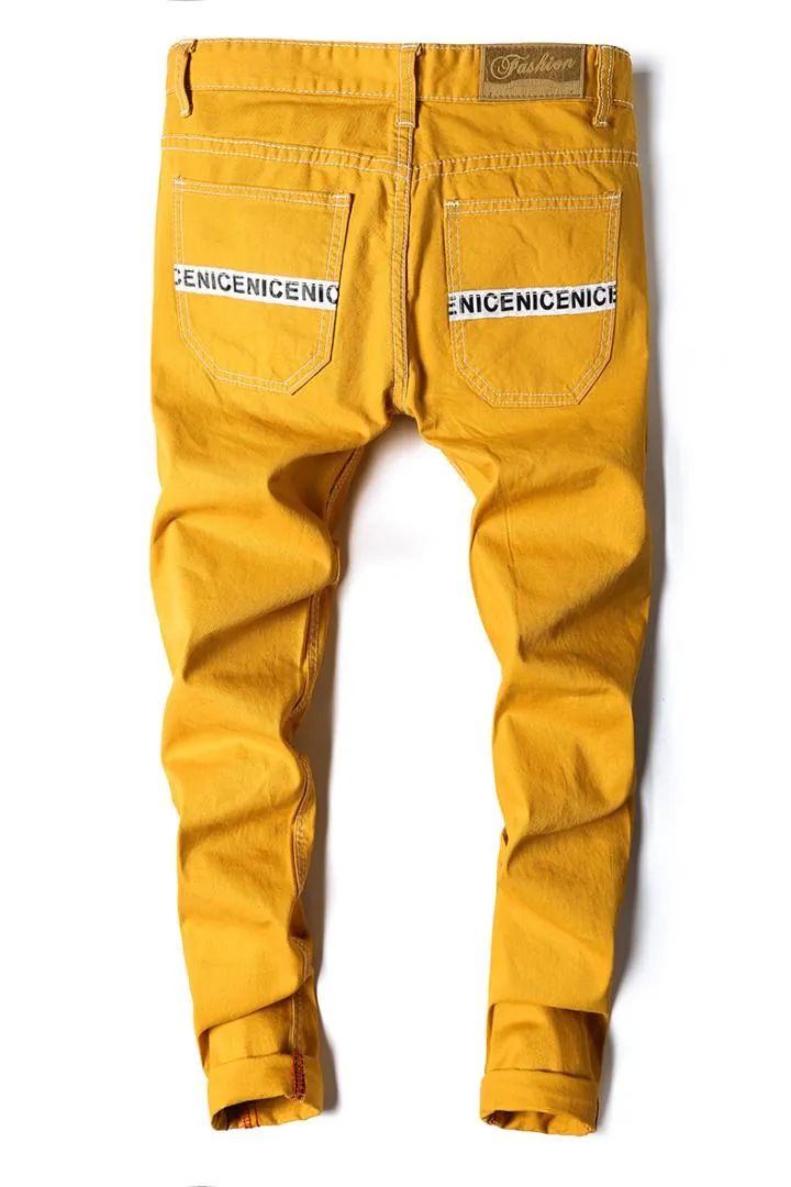 Yellow on sale denim pants