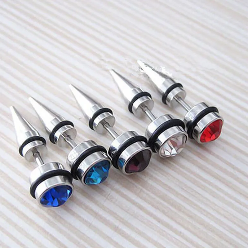 316L Ze stali nierdzewnej Diamionte Ear Stud Crystal Crystal Gem Piercing Biżuteria dla mężczyzny i kobiet