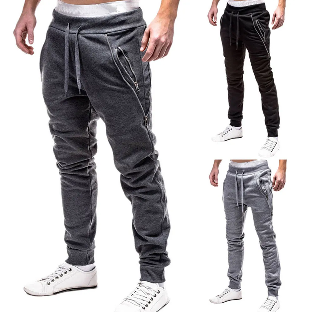 أزياء رجال الرياضة السحاب أحزمة انتقاد غير رسمية سروال سروال الرباط pant jogger الرقص بانت ممزق الرجال skinnyz313