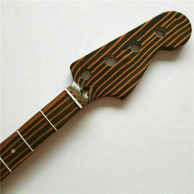 Zebra Wood 4 String Electric Bass Guitar Neck Neck Replacement With 20