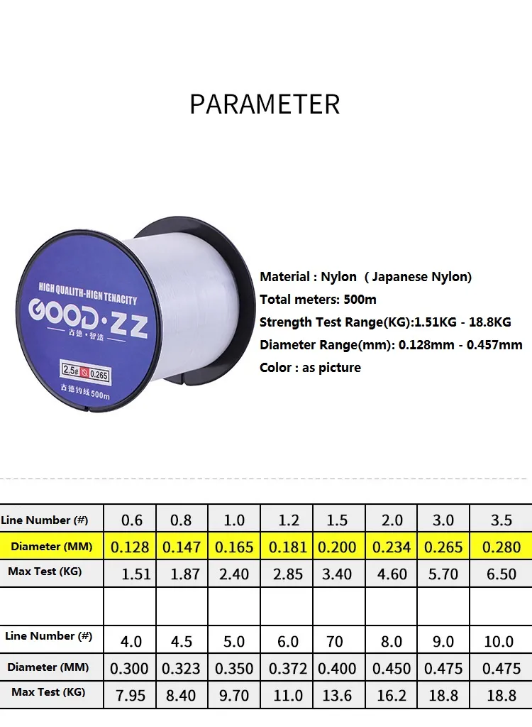 Ligne de pêche en Nylon de 500M, Monofilament Super résistant, matériel japonais, pêche à la carpe en eau salée