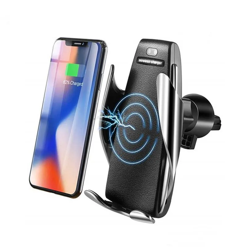 S5 Automatic Clamping 10W Qi Wireless Car Charger 360 Degree Rotation Vent Mount Phone Holder For iPhone Charger Samsung Android Universal Phones Chargers