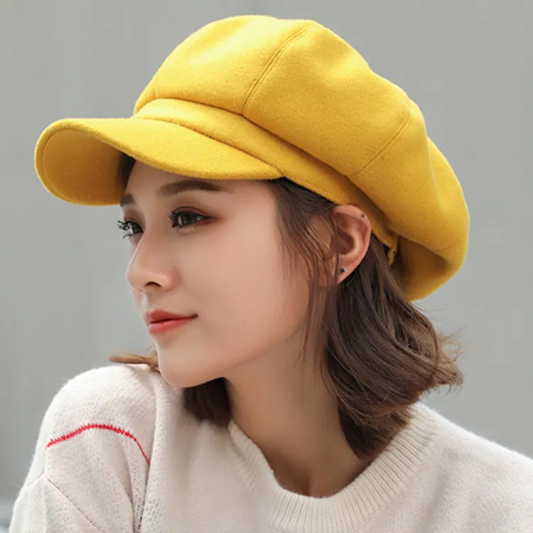 2019 Auutmn Winter Hats For Women Solid Plain Octagonal Newsboy Cap Men Ladies Casual Wool Hat Winter Beret Women Painter Caps