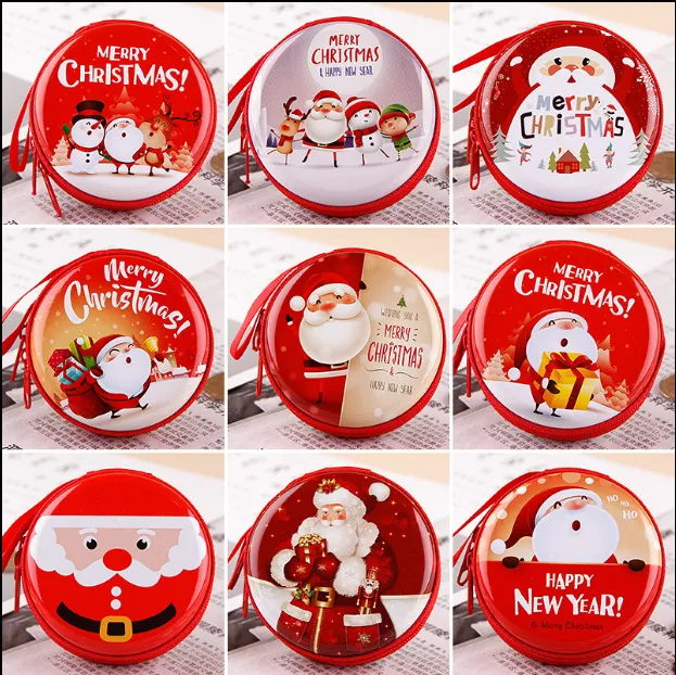 Kerst tin doos verzegelde pot xmas kleine snoepdoos munt oorbellen hoofdtelefoon geschenkdozen schattige opslag blikjes voor kind verpakking