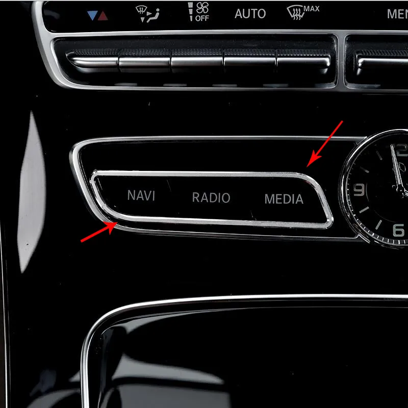 Car Sterowanie Centrum Wnętrza CD Przycisk Osłona Osłona Rama Przydatek Dekoracyjne Naklejki do Mercedesa Benz C e Class GLC W205 W213 Akcesoria samochodowe