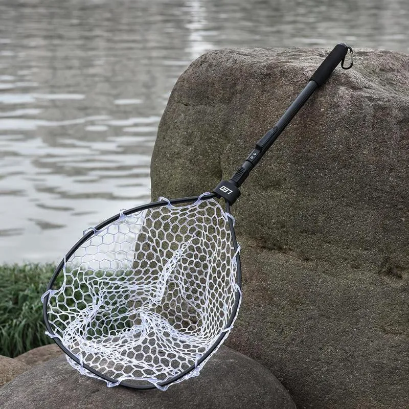 LEO Aluminium Alloy Foldable Fishing Brail Soft Rubber Landing Net Eva  Handle Fishing Nets Rubber Mesh Aluminum Alloy From Lvmangguo, $33.52