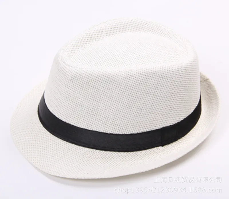 Özel moda keten panama fedora plaj şapka siyah bant ile erkekler kadınlar için yaz üst şapka