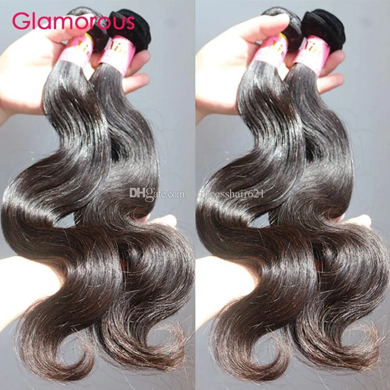 Glamorös överlägsen kvalitet Virgin Brasilianskt hår Vävar 5st / Lot 8 "-34" Full cuticle Dysable Peruvian Indian Malaysian Remy Human Hair Bundle