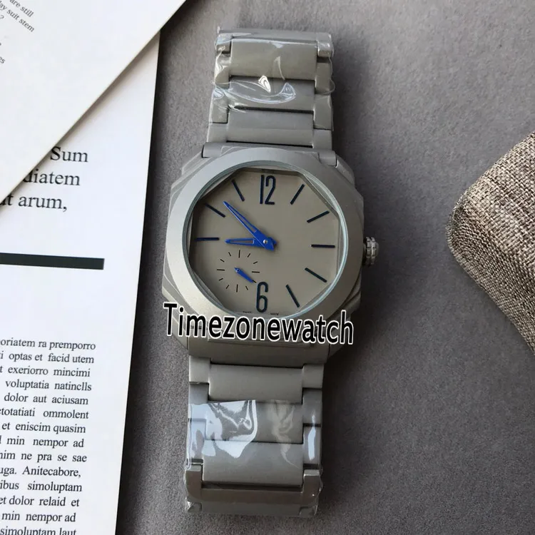 Nowy OTCO BGO40C14TTTTTETOUTO / L 102945 42mm stalowy tytanowy stalowy wybieranie niebieski znak automatyczny męskie zegarek niebieski skórzane zegarki timezonewatch E13B2
