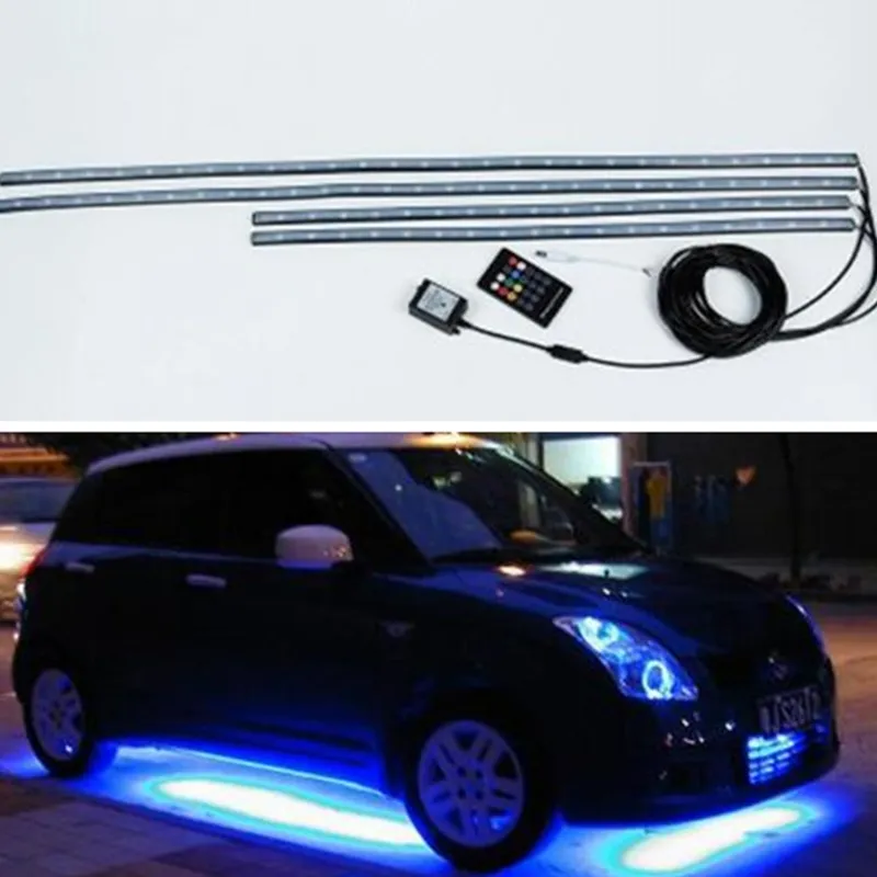 Auto onderglow flexibele strip led afstandsbediening RGB decoratieve sfeer lamp onder buis onderbody systeem neon licht kit