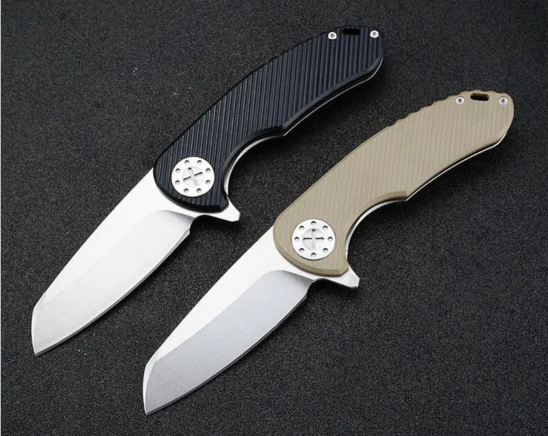 Ny 2 Hantera färger Kullager Fast Öppna Flipper Folding Kniv D2 Stone Wash Blade G10 Hantera EDC Pocket Knives