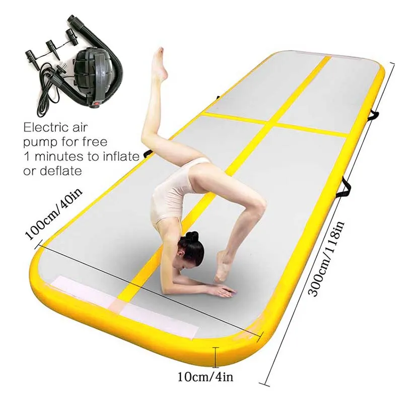 Tapis de gymnastique gonflable DWF, piste d'air avec pompe gratuite, tapis de gymnastique gonflable de 3m de couleur en option pour humains, à bas prix