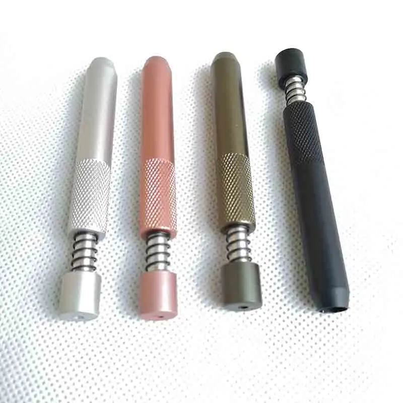 78mm length Metal one hitter spring bat smoking pipe Accessories Dugout Filter Tips Snuff Snorter Dispenser Tube Straw Sniffer 4 Colors Hookahs