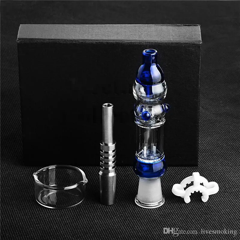 New Blue Bong Set Water Pipe Octopus Design 14mm Mini Kit W/Titanium Nail 14mm Glass Water Pipes