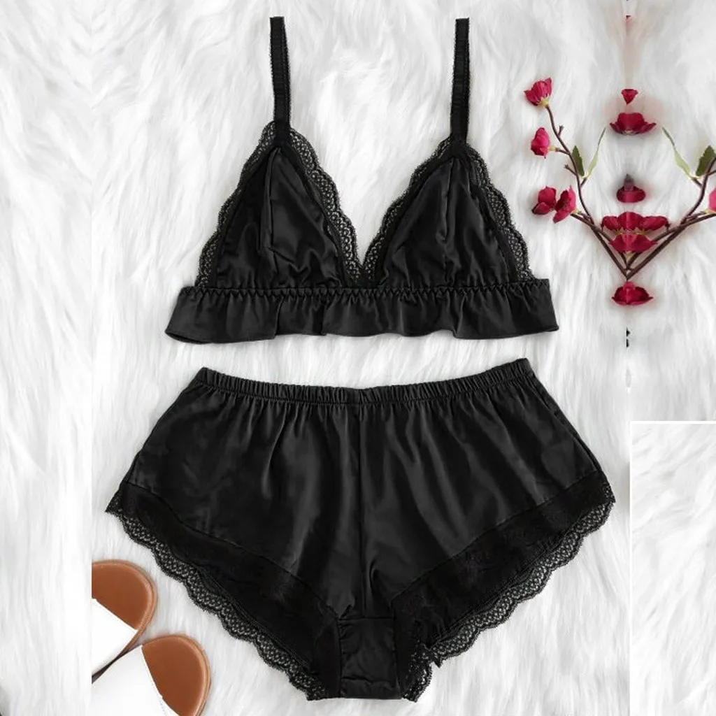 2 Piezas De Sat n Sexy Para Mujer Bralette Transparente Lencer a