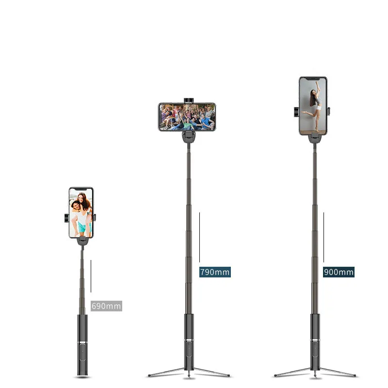 携帯電話の三脚Selfieスティック隠された統合フレームBluetooth Live Supportアルミニウムスタンド合金多機能シューティングSelfie Stick
