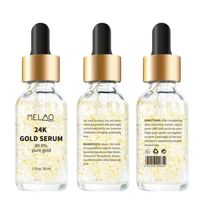 Melao 24K 골드 페이스 크림 30ml 보습 24K 금 하루 크림 모이스처 리저 24K 금 에센스 혈청 스킨 케어 6pcs