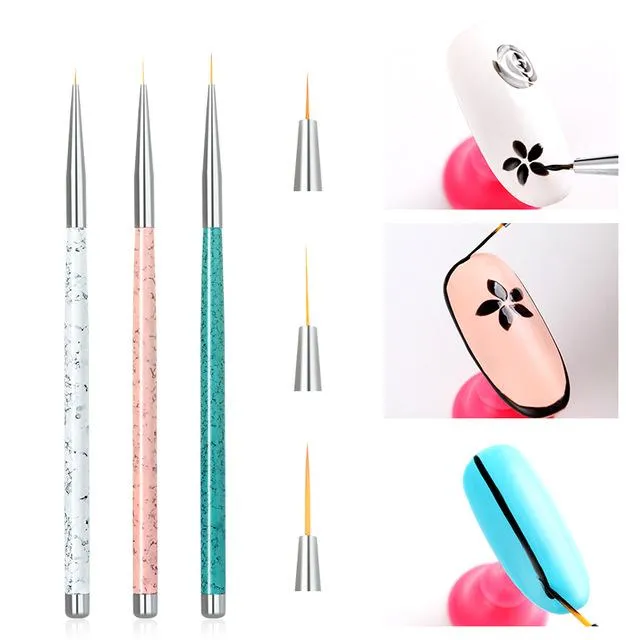 Tamax 3-teiliges Set Nail Art Liner Malpinsel 5 mm 8 mm 11 mm Nagelzeichnung Punktierpinsel UV Gel Acryl Maniküre Nägel Pinsel Stift