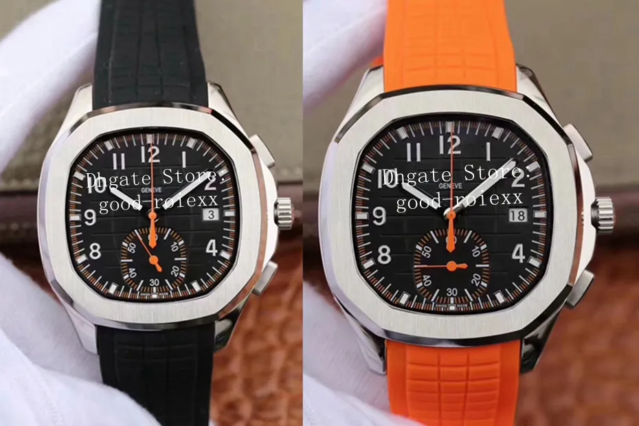 40,2 мм мужские хронограф часы мужские автоматические Cal.Ch28-520 Часы движения Дата Valjoux 5968 ETA Оранжевый резиновый ремешок наручные часы