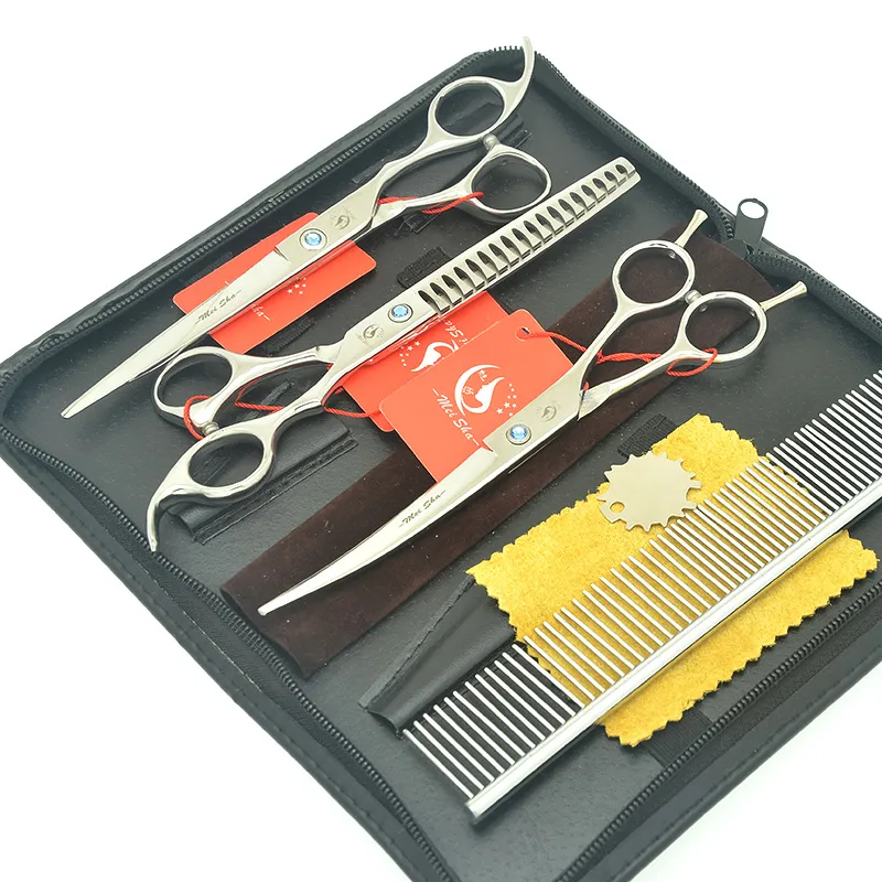 Meisha 7.0 "Japan 440c Dieren Trimmen Schaar Honden Grooming Schaar Vis Bone Dunning Shears Pet Curved Cut Tools HB0213